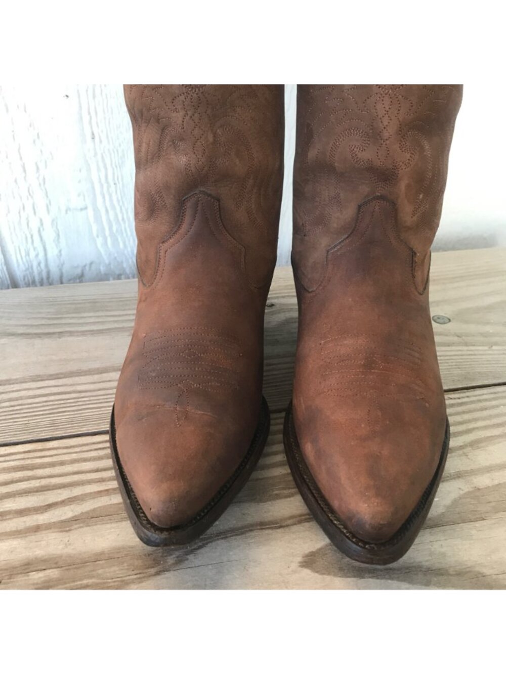 Brito Vaquero Mens Brown Nubuck Leather Cowboy Western Boots 8.5 - Picture 5 of 13